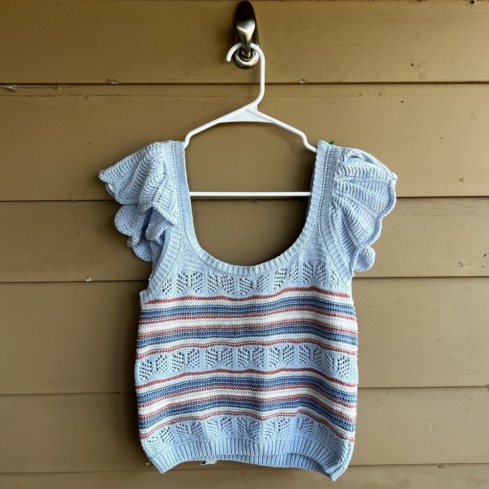 Forever 21 Crochet Crop Top - Size M - Stripes Festival Summer